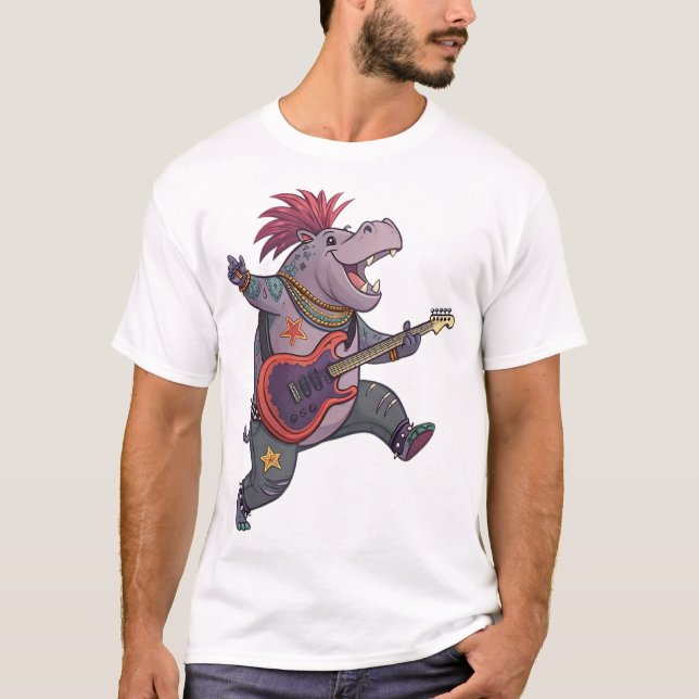 Flodhäst Rockstjärna T Shirt (Framsida)