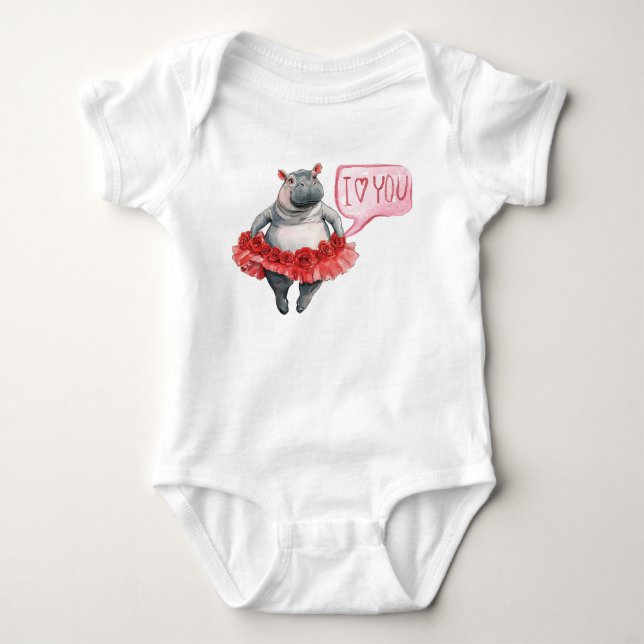 Flodhäst säger jag älskar dig  t shirt (Framsida)