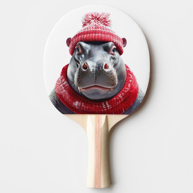 Flodhäst Scarv och mössa  Pingisracket (Framsidan)