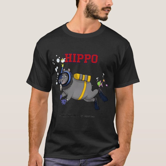 Flodhäst Scuba Dykare T Shirt (Framsida)