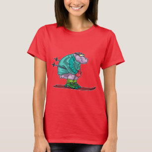 Flodhäst Skidåkare Skidbrillor Skida T Shirt