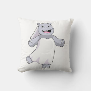 Flodhäst som brud med slöja kudde