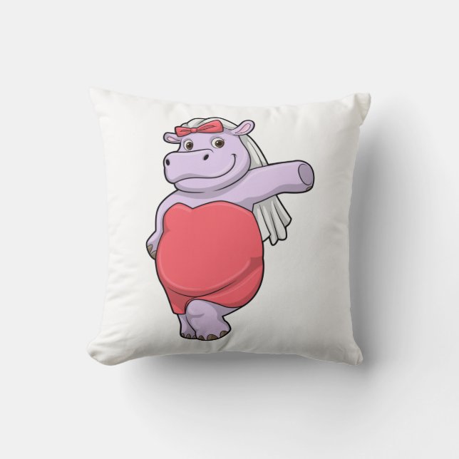 Flodhäst som brud med slöja och båge kudde (Framsida)