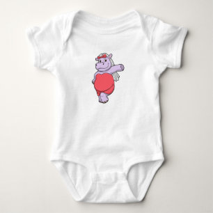 Flodhäst som brud med slöja och båge t shirt