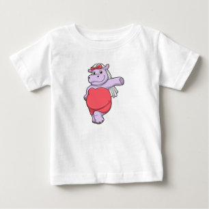 Flodhäst som brud med slöja och båge t shirt