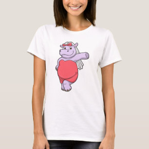 Flodhäst som brud med slöja och båge t shirt