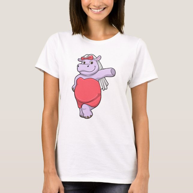 Flodhäst som brud med slöja och båge t shirt (Framsida)