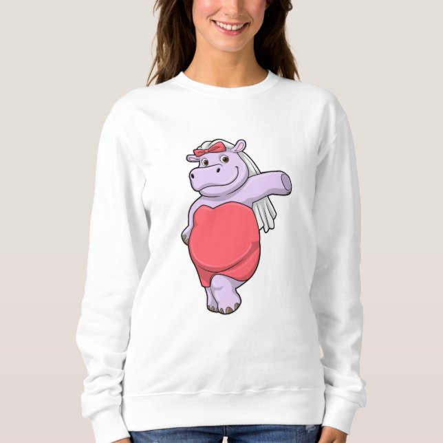 Flodhäst som brud med slöja och båge t shirt (Framsida)