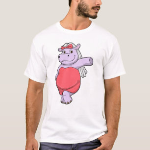 Flodhäst som brud med slöja och båge t shirt
