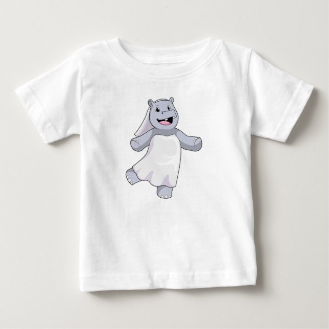 Flodhäst som brud med slöja t shirt (Framsida)