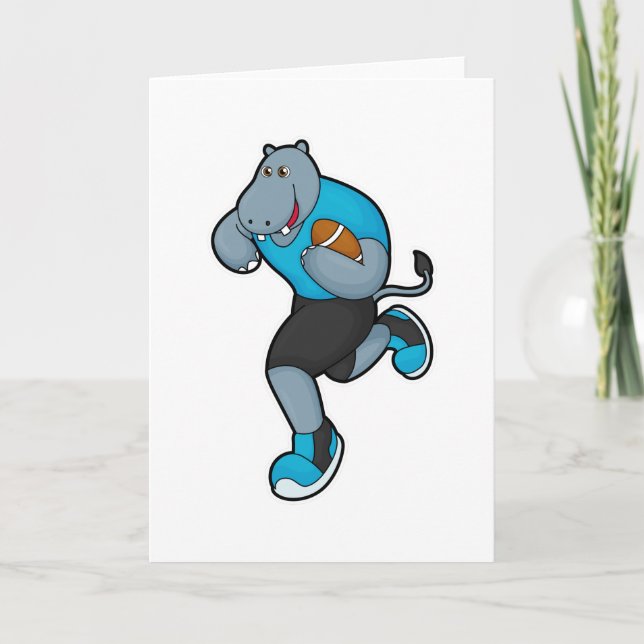 Flodhäst som fotbollsspelare med fotboll kort (Framsida)