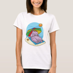 Flodhäst Strand Parasoll Sommar T Shirt