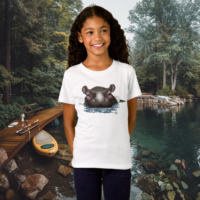 Flodhäst Vit Lotus Blå T Shirt (Skapare uppladdad)