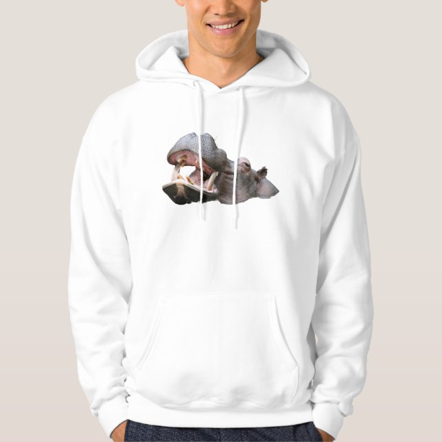 Flodhäst Vita Herrtröjor Hoodie (Framsida)