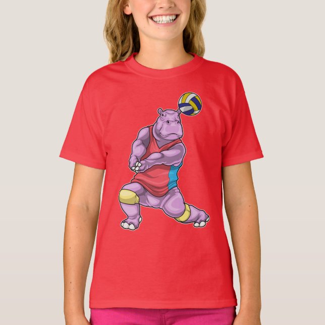 Flodhäst Volleybollspelare Volleyboll T Shirt (Framsida)