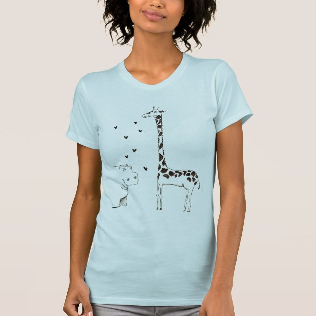 Flodhästen älskar giraffet tee shirt (Framsida)