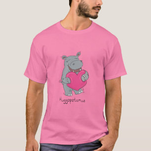 Flodhästen kramar valentin dagmanar rosor för t shirt
