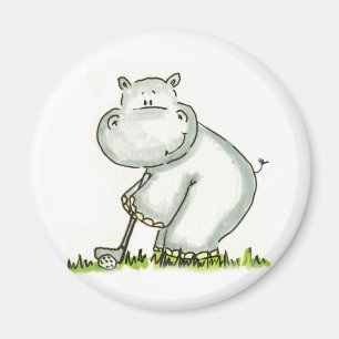 Flodhästen leker Golf Magnet