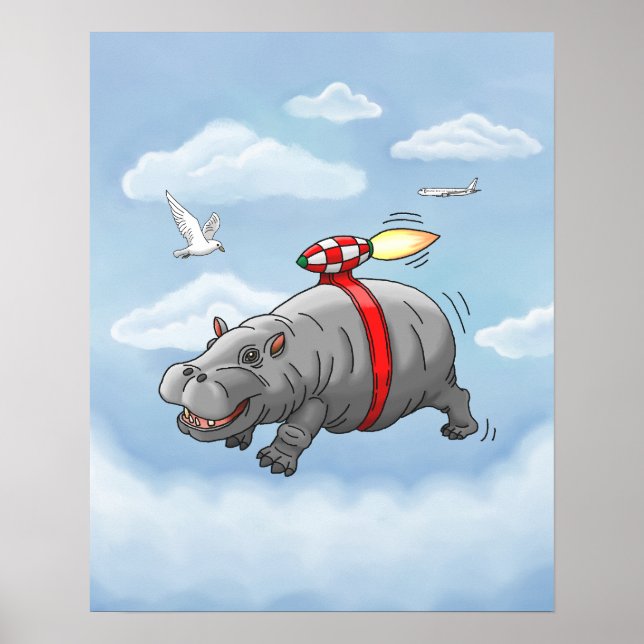 Flodhästens snabba jetpacktur poster (Framsidan)