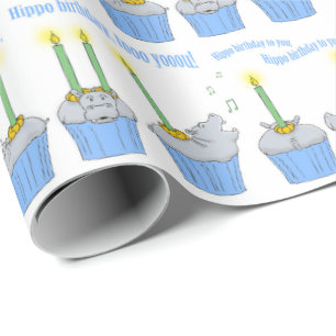 Flodhästfödelsedag till dig! Lyckligt sjunga f Presentpapper