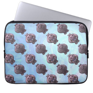 Flodhästhuvud- och svanmönster laptop fodral