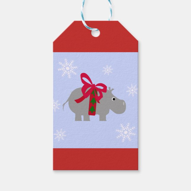 Flodhästs julklappsetikett presentetikett (Framsidan)