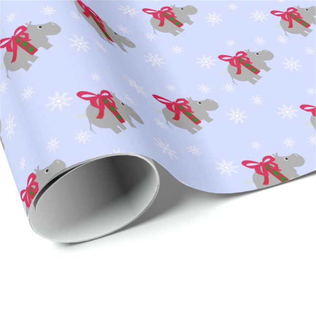 Flodhästs julklappspapper presentpapper (Rullad Hörn)