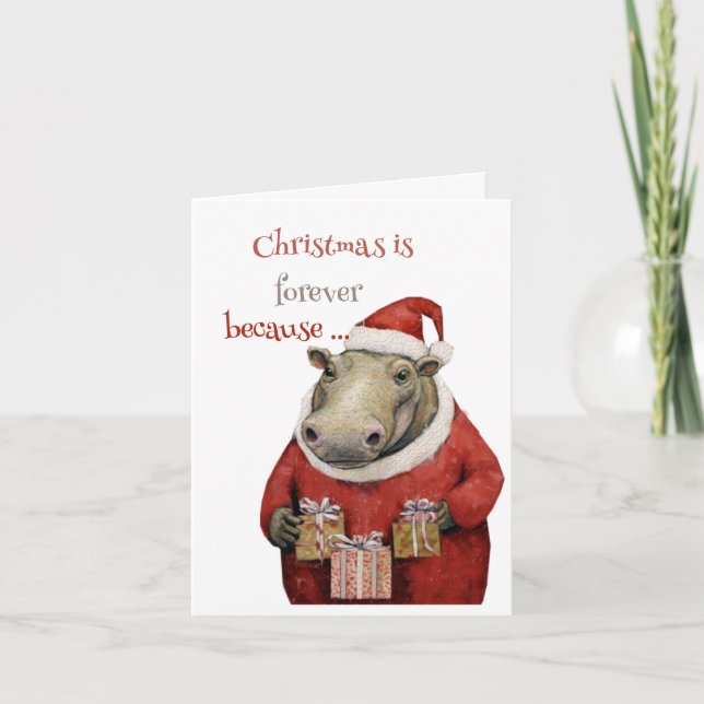 Flodhästs vikta julkort helgkort (Framsida)