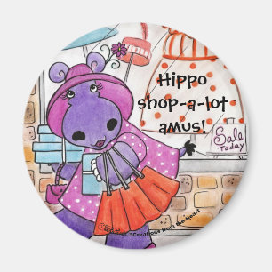 FlodhästShopping-Flodhäst shoppa-en-lott amus! Magnet