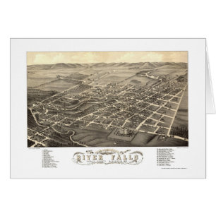 Flodnedgångar, panorama- karta för WI - 1880 Hälsningskort