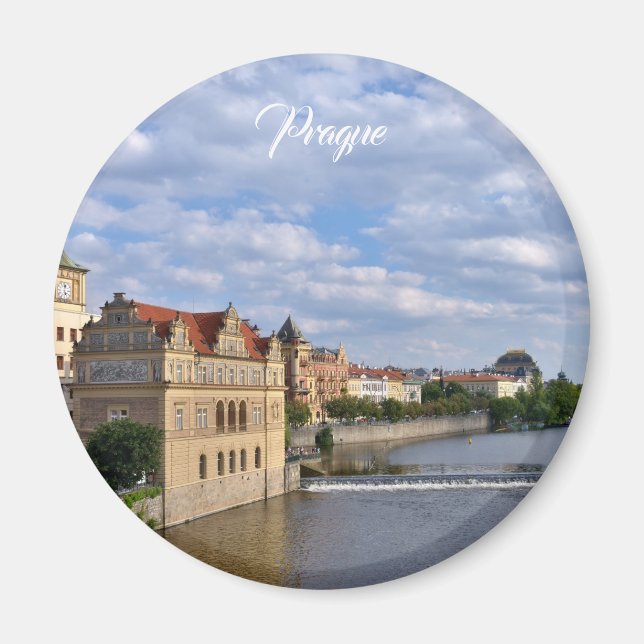 Flodssida av Prag, Tjeckien, resa Magnet (Framsidan)