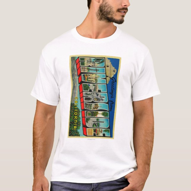 Flodstrand Kalifornien - stora brevplatser Tee Shirt (Framsida)