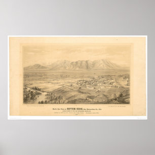 Flodstrand panorama- karta 1877 (1404C) för CA. Poster