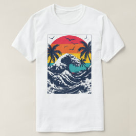 Flodvåg Retro Solnedgång T Shirt