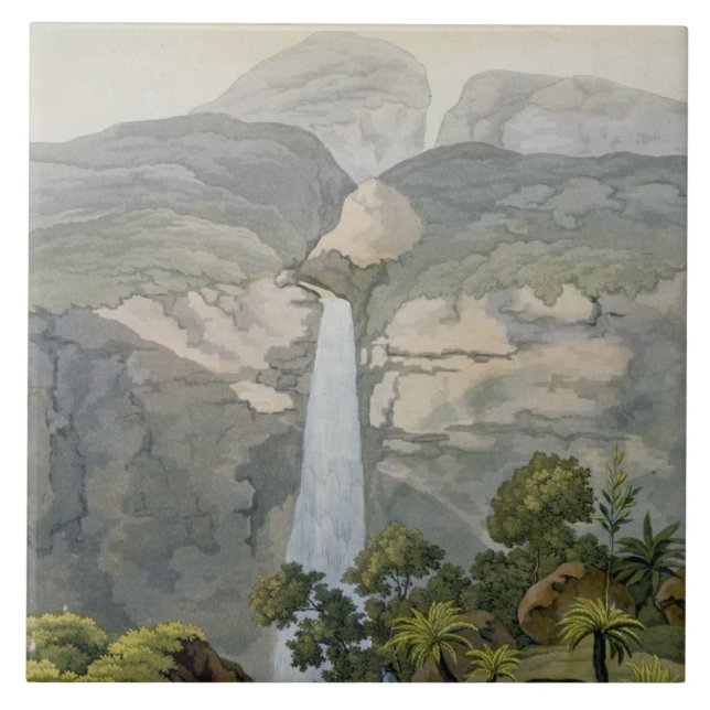 FlodVinagre vattenfall, nära den Puraci vulkan, Kakelplatta (Framsidan)