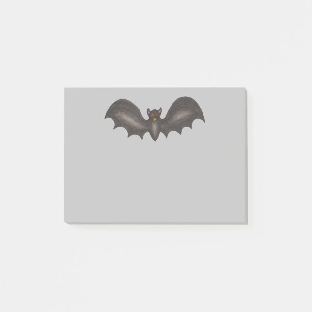 Flöglande Black Grått Spooky Fladdermus Happy hall Post-it Block (Framsida)