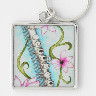 Flöjt Fyrkantig Silverfärgad Nyckelring