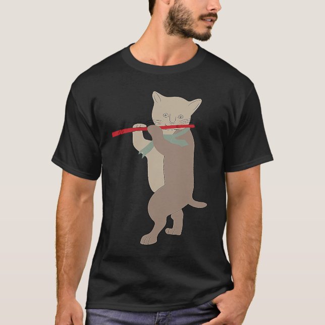 Flöjtande katt  Flöjt  2 T Shirt (Framsida)