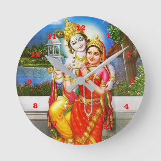 Flöjten för RADHA Krishna instrumenterar Rund Klocka