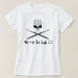 flöjtskalle och crossbones tee shirt