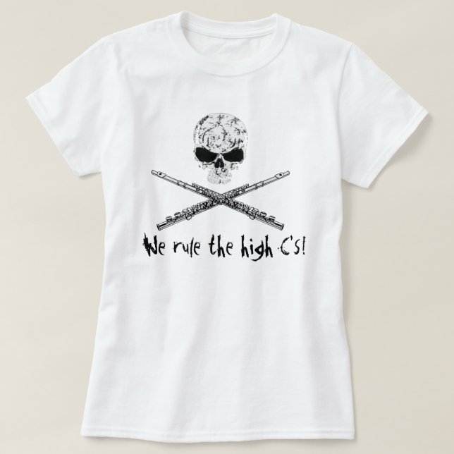 flöjtskalle och crossbones tee shirt (Design framsida)
