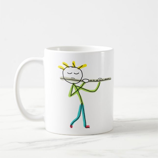 Flöjtspelande Stickman Kaffemugg (Vänster)
