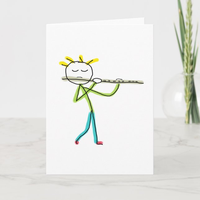 Flöjtspelande Stickman Kort (Framsida)