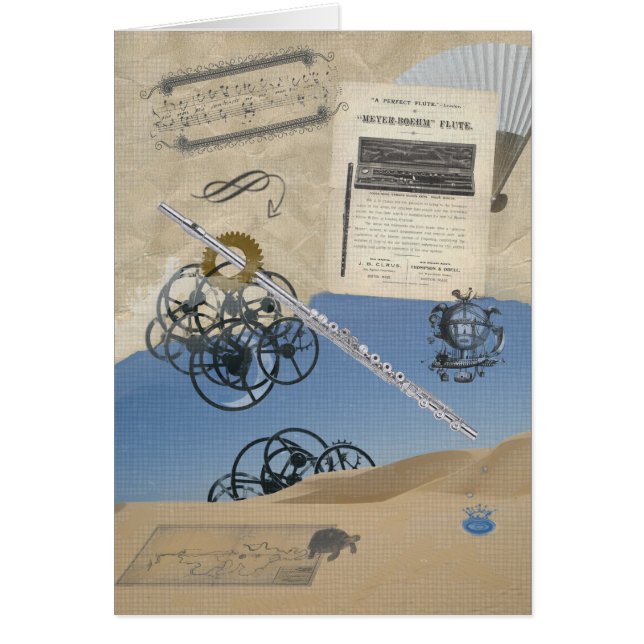 FlöjtSteampunk fantasi Hälsningskort (Framsidan)