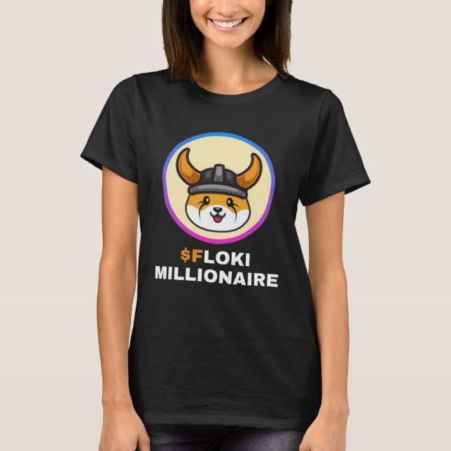 Floki Miljonär Floki Inu Token Mynt Krypto Hodl T Shirt (Framsida)