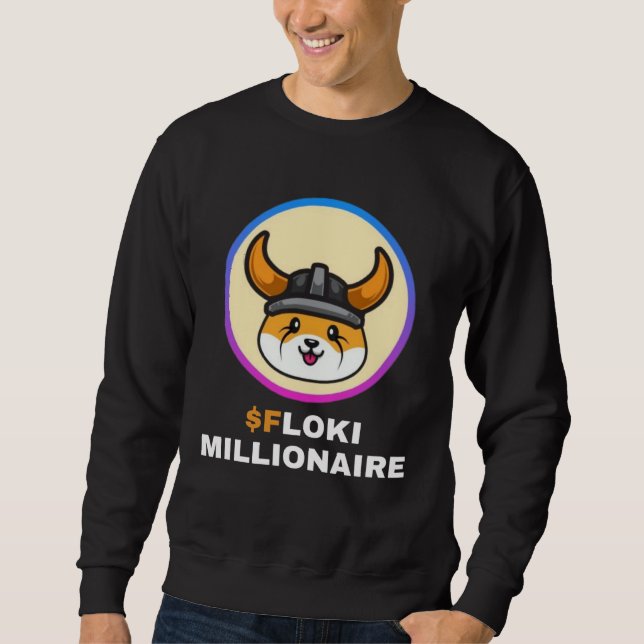 Floki Millionaire Floki Inu Token Coin Crypto Hodl Lång Ärmad Tröja (Framsida)