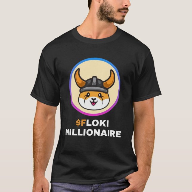 Floki Millionaire Floki Inu Token Coin Crypto Hodl T Shirt (Framsida)