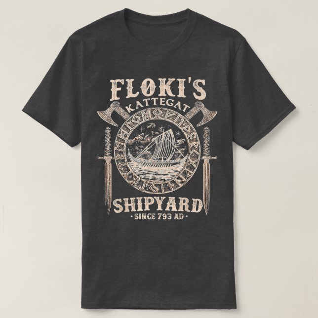 Flokis Shipyard Kattegat Viking Frakt och Sword T  T Shirt (Design framsida)