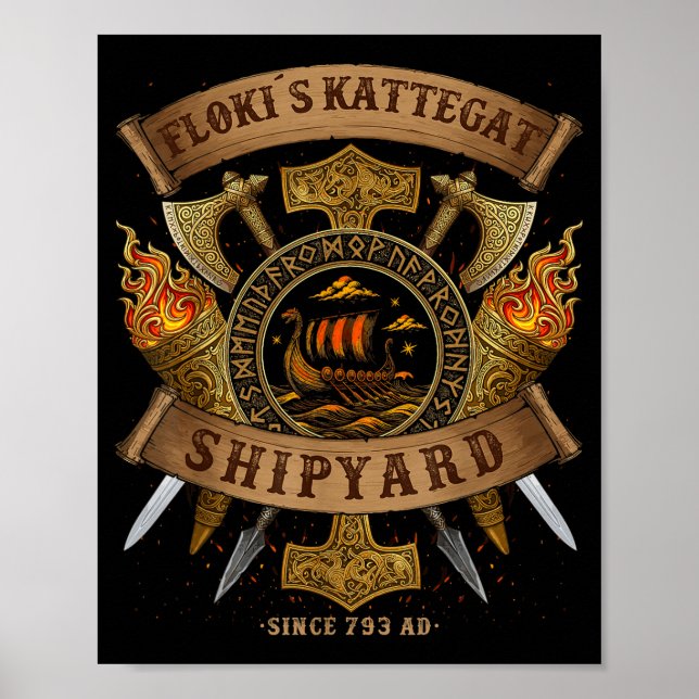 Flokis varv Kattegat Vikingaskepp - Ringerike S Poster (Framsidan)