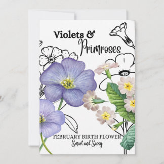 FLOMKORT, februari, Violet, Primrose Julkort